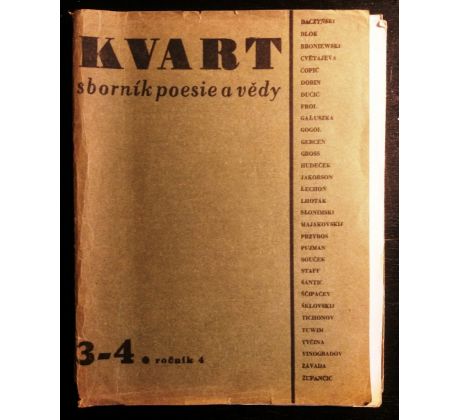 KVART. Sborník poesie a vědy / ROČNÍK 4 / 3 - 4 DÍL