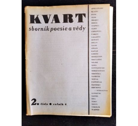 KVART. Sborník poesie a vědy / ČÍSLO 2 / ROČNÍK 4